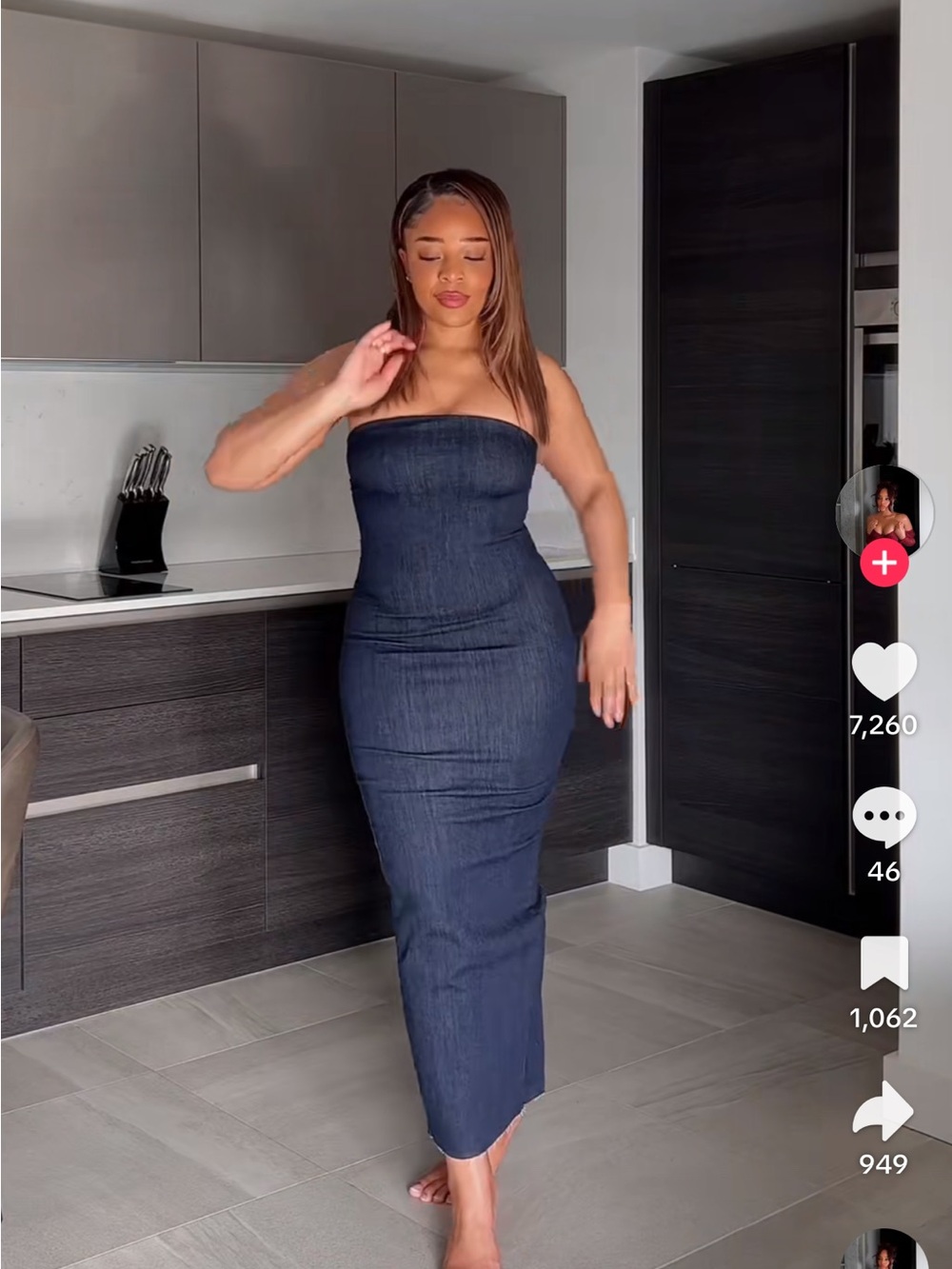 Zara Strapless Dark Navy Denim Maxi Dress - Picture 8 of 10
